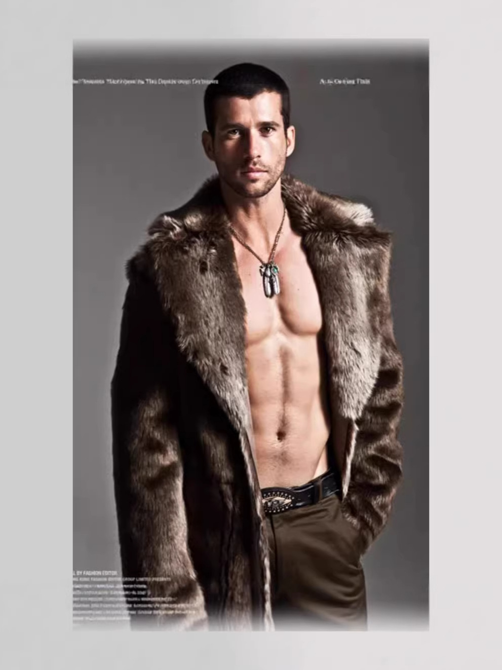 Abrigo largo de piel sintética para hombre, estilo trench coat de pelo largo, con cuello de piel sintética de zorro, venta al por mayor transfronteriza.