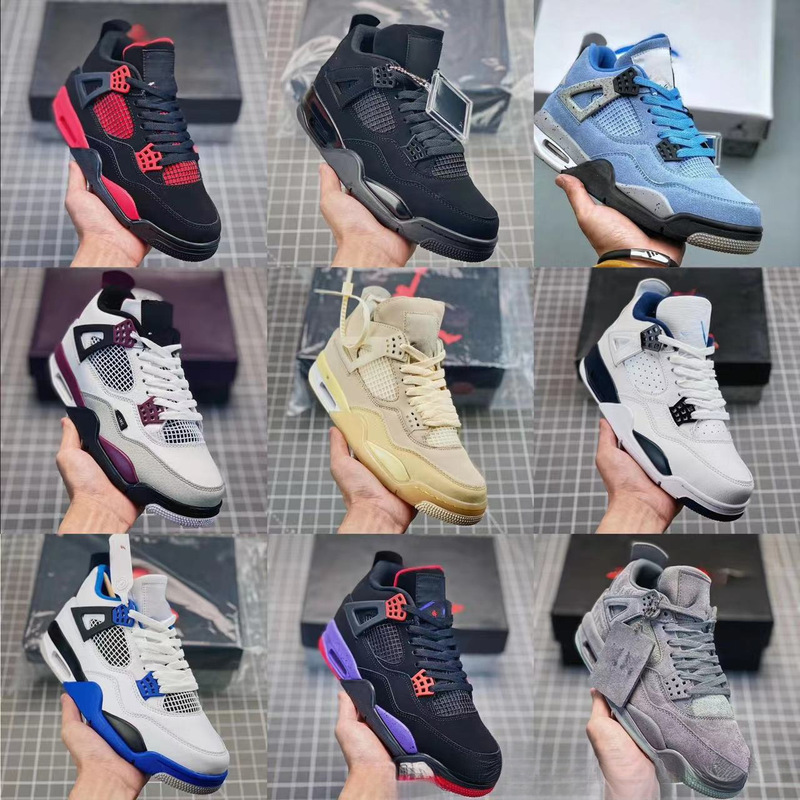 Aj4 White Sail White Black Racing Blue Thunder White Purple Basketball Shoes Jordan 4 Thor White Cement High-Top Men's and Women's Sports Shoes Aj4 White Sail White Black Racing Blue Thunder White Purple Basketball Shoes Jordan 4 Thor White Cement High-Top Men's and Women's Sports Shoes