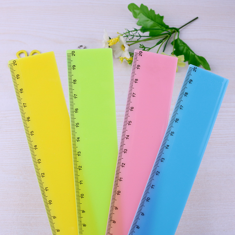 Ruler for primary school students, 20cm, pure color plastic art supplies for painting, learning advertising gifts, hard ruler wholesale, logo printing