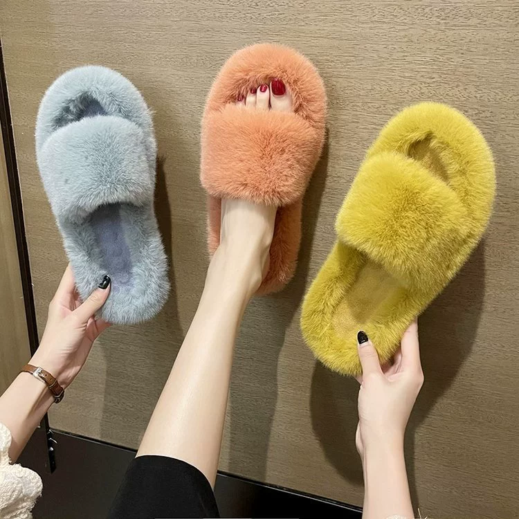 Женские домашние тапочки Mao Mao Plush, зима 2025, плоская подошва, мягкая хлопковая подкладка
