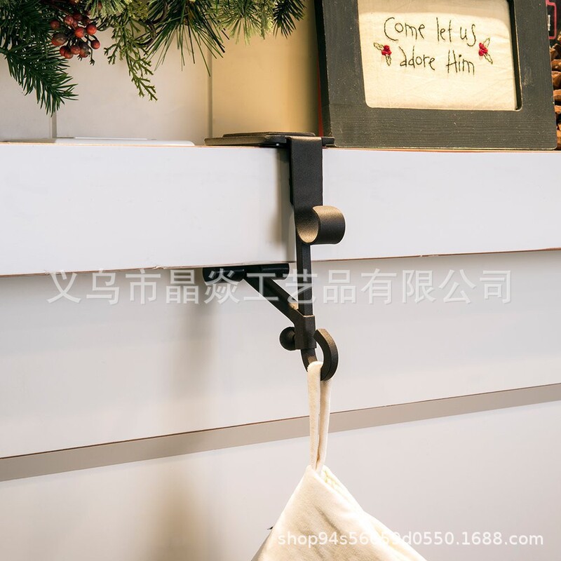 跨境新品圣诞节金属悬挂袜子支架挂钩壁炉架挂钩金属铁艺|undefined