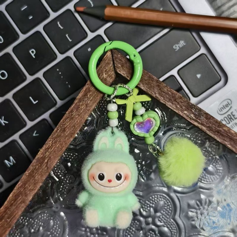 植绒迷你Labu拉布布无娃钥匙扣搪胶萌粒遛娃包包手机挂件可爱挂饰|undefined