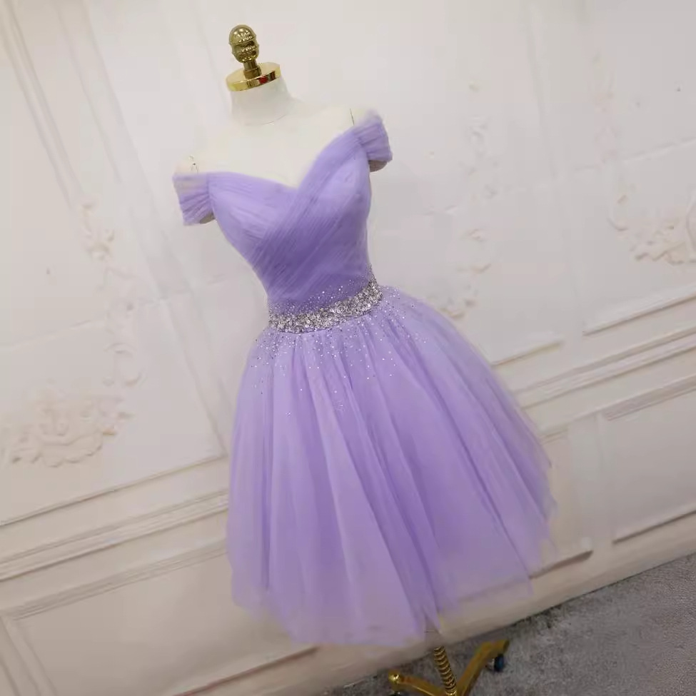 Modelo de hombro púrpura, anfitrión, desfile, vestido de brindis estrellado, encuentro anual, vestido de adulto de 18 años, estilo Hepburn.