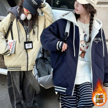 女童棉服2025新款儿童装加厚冬装保暖夹棉双面穿连帽棉衣外套棉袄