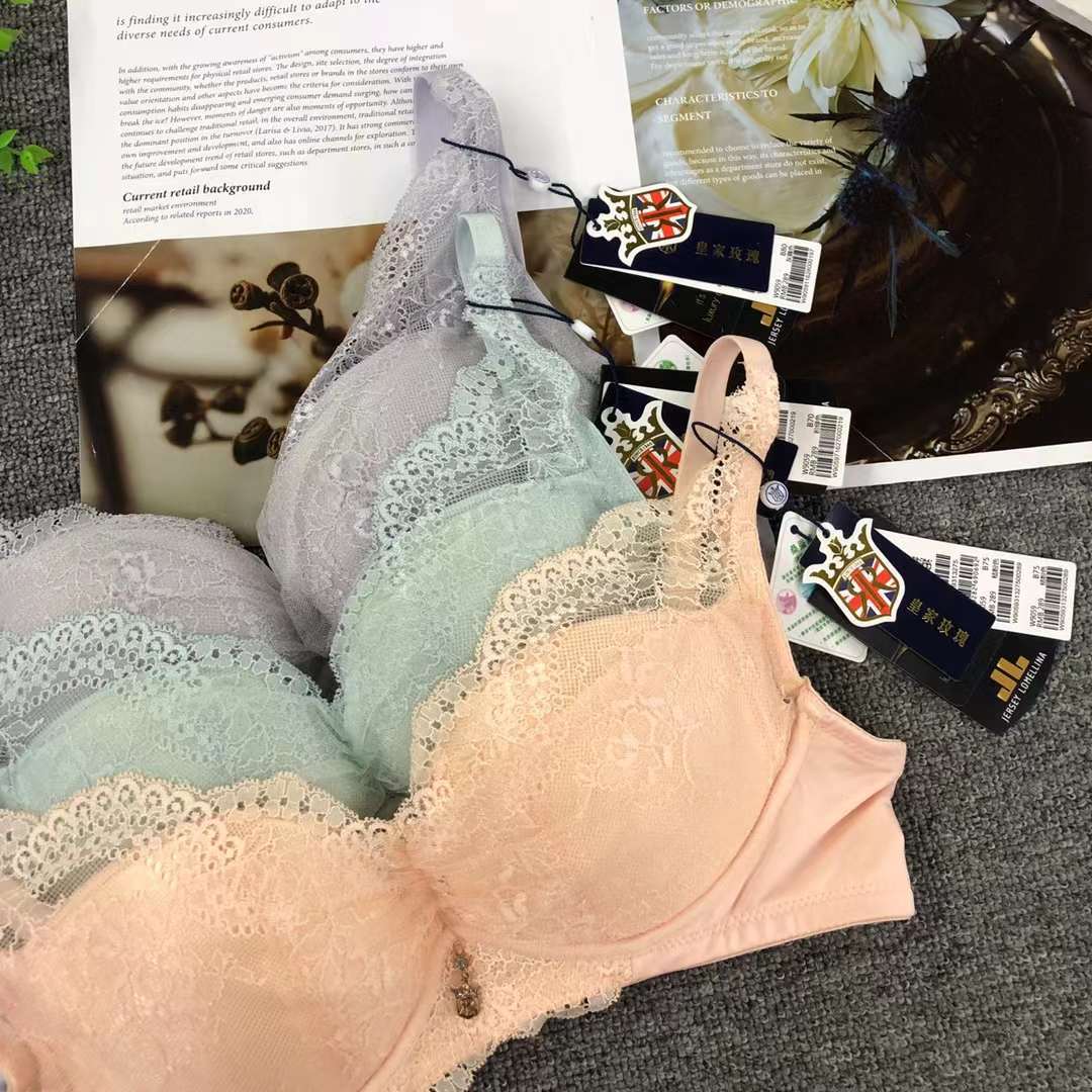 Nuevo sujetador inalámbrico moda Jacquard de encaje transpirable cómodo clásico dos breasted ropa interior para las mujeres al por mayor