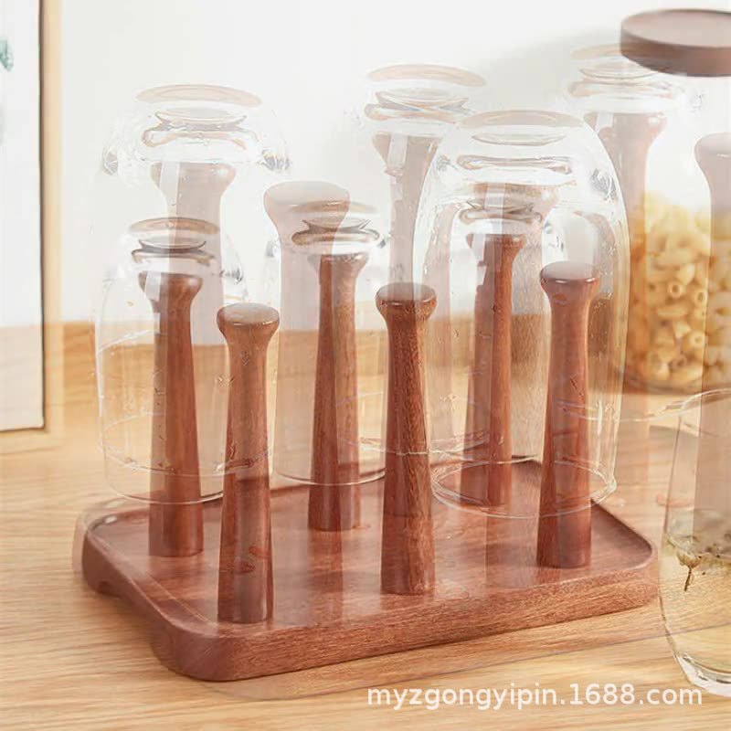 实木可拆卸茶杯架沥水架收纳杯架子现代简约玻璃杯子倒挂水杯挂架