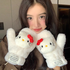 かわいいぬいぐるみ手袋の女性は秋冬に保温ベルベットの学生が自転車に乗って防風防寒を厚くして首をつないでいる