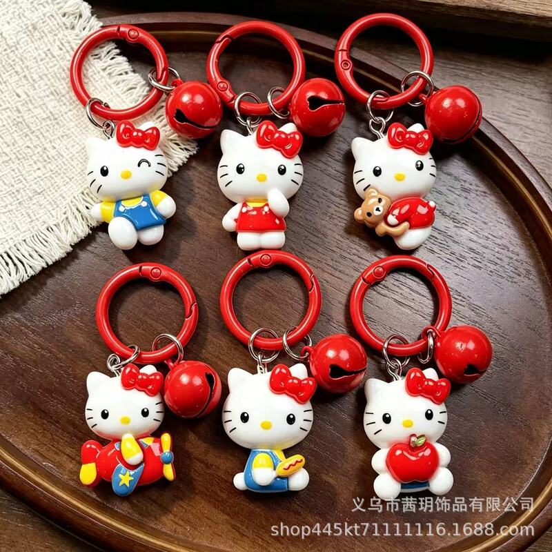 Cartoon cute KT cat keychain pendant, cat-themed girly bag decoration, small gift for students and friends, souvenir