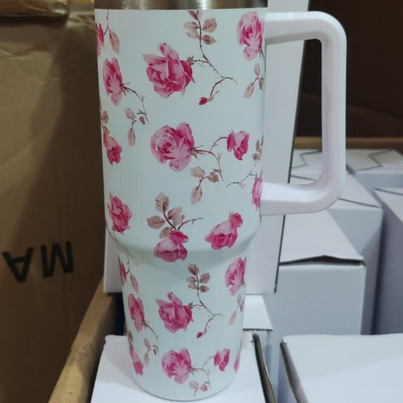 印花新款40oz汽车杯巨无霸冰霸杯便携手柄杯大容量吸管水杯3DUV印|undefined