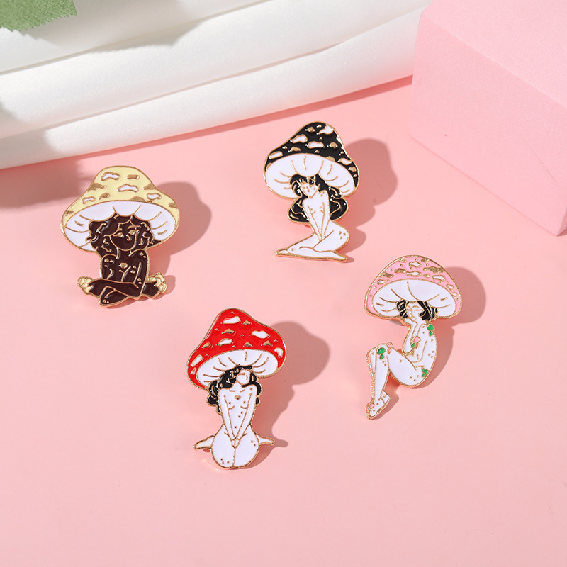 Cartoon Style Human Mushroom Alloy Enamel Stoving Varnish Unisex Brooches display picture 2