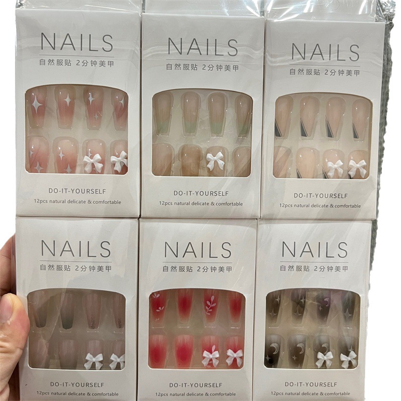 Uñas Postizas Largas de Ballet con Diseño de Moño para Mujeres image 6