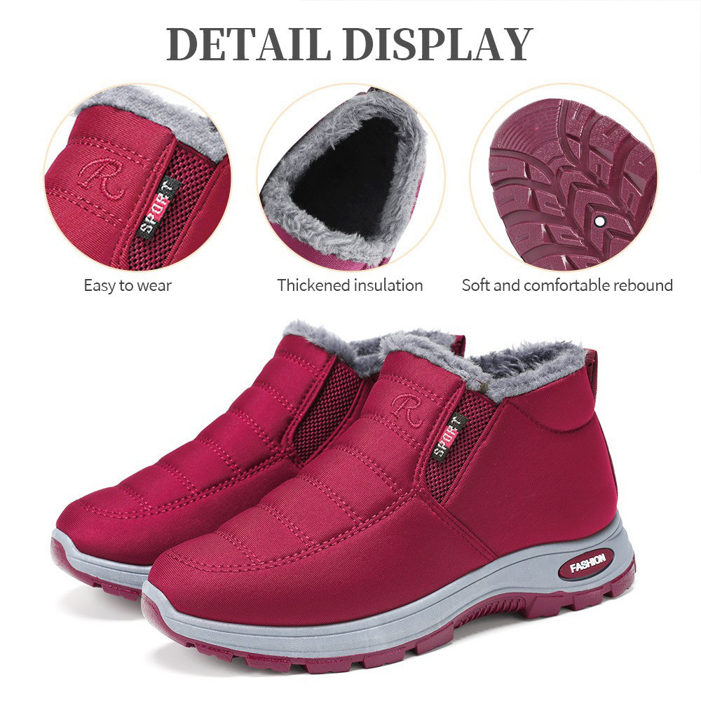 Zapatos de algodón para mujer en invierno, envío transfronterizo, botas de nieve, botas de poliuretano para mujer de talla grande, forradas de lana, botas de algodón gruesas, botas cortas de suela gruesa.