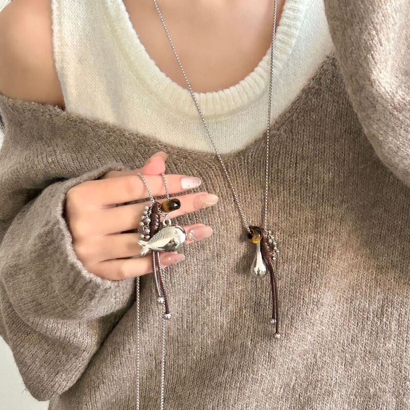 Blogger-Style Grape Bunch Tassel Water Drop Fish Necklace, Long High-End Niche Design Sweater Chain Accessory for Women Blogger-Style Grape Bunch Tassel Water Drop Fish Necklace, Long High-End Niche Design Sweater Chain Accessory for Women