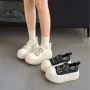 一字厚底增高新款小白鞋