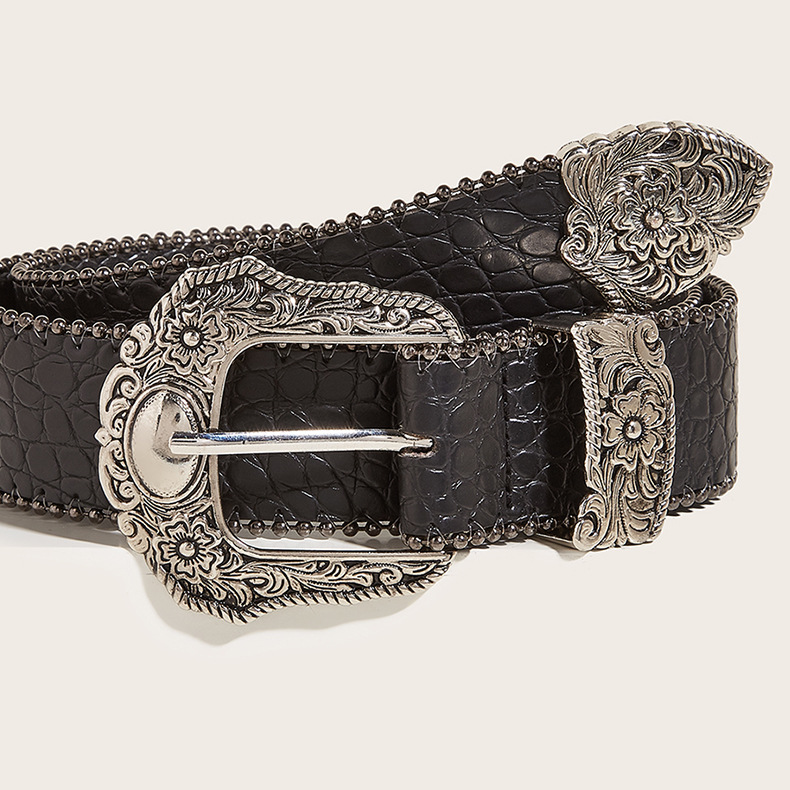 Curea nouă pentru femei, fustă decorativă retro americană asortată cu costum, stil Instagram, curea personalizată, subcultură, curea neagră_voghion.com