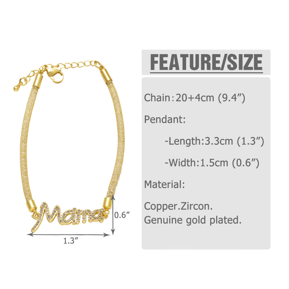 Wholesale Jewelry Elegant Vocabulary Words/Name Heart Shape Copper Bracelets display picture 1