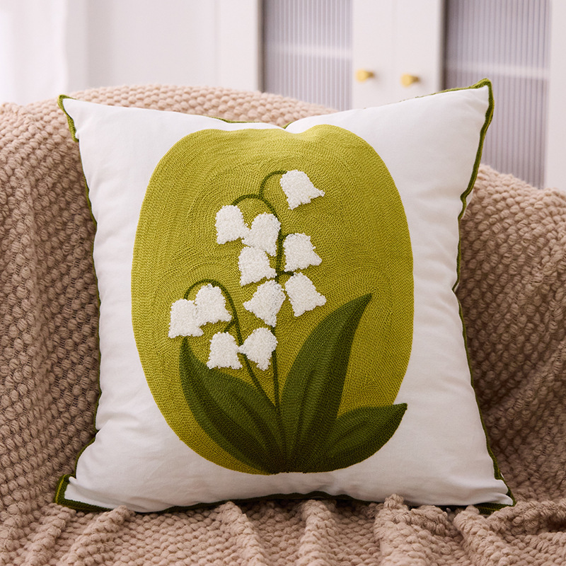 新しいクロスボーダー風の花柄タオル刺繍枕カバー、ベッドサイドクッション、ソファ、車、リビングルーム用枕、背もたれ、腰用、芯入り可能|undefined