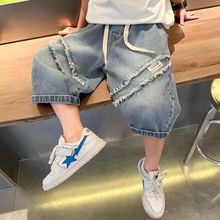 男童牛仔裤短裤夏装儿童外贸个性2025休闲裤男孩裤子七分裤夏薄款
