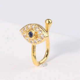 Fashionable nose piercing, diamond stone inlay, nose clip, European style