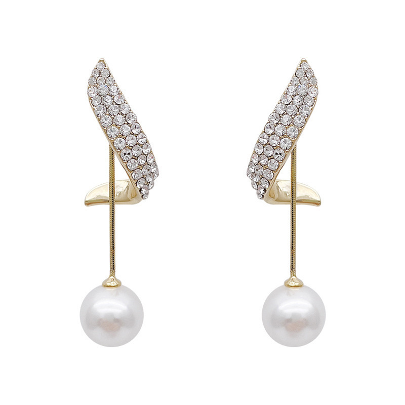 S925 Aguja de Plata Nueva moda llena de diamantes pendientes de perlas elegantes de las mujeres pendientes simples a juego 2022 pendientes franceses