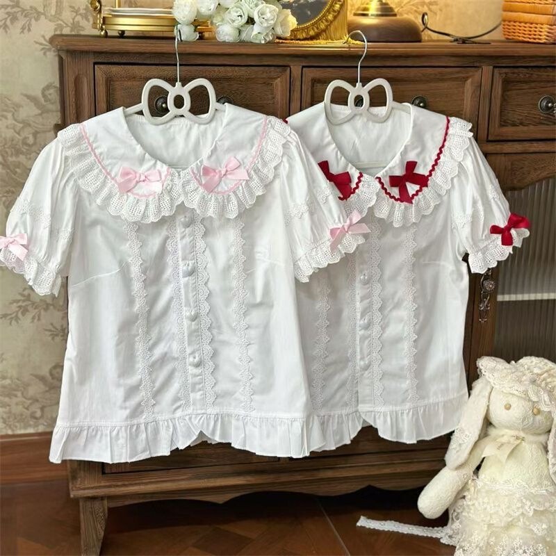 Plus-Size Women's Clothing 2026 New Summer Lolita Style Inner Wear Princess Doll Collar Bowknot Cute Lolita Shirt