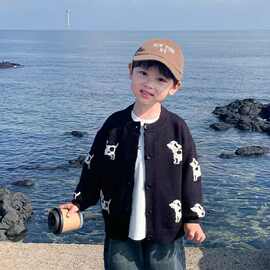 男童毛衣儿童针织衫秋装2025新款时髦炸街外衣宝宝休闲开衫毛衣潮