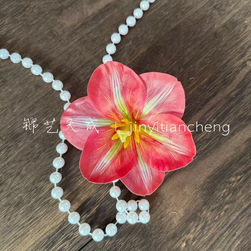 3d打印郁金香花头手感保湿仿真花 假花花环簪花发饰diy头饰鸭嘴夹|undefined