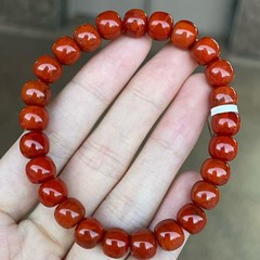 天然瓦西南红老形单圈手串红润无杂裂玫瑰红精品火焰红南红男女款