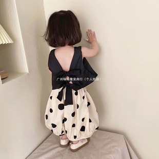 Girls' Vest suit Summer Wear Thin Fashionable Ice Silk Cool 3-4 Sling Girls' Children's Sleeveless Two-piece Set