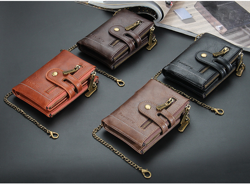 Men's Letter Pu Leather Metal Button Zipper Wallets display picture 1