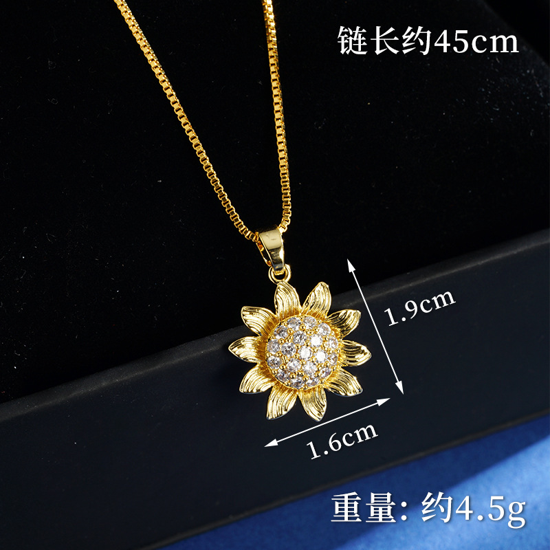 Nuevo conjunto de joyería popular flores de sol imitación de diamantes vietnamita oro girasol fábrica directa Yiwu joyería