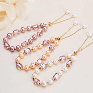 Goddess Festival Gifts Zhuji Pearl Bracelet Sweet Light Luxury Amethyst Pull-adjustable Freshwater Pearl Bracelet for Women
