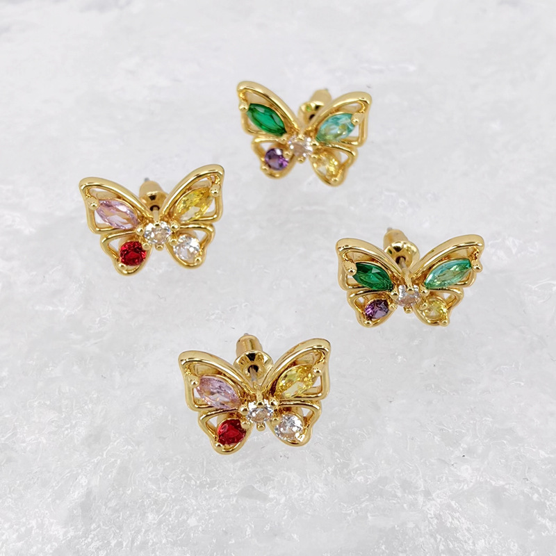 1 Pair Simple Style Butterfly Copper Ear Studs display picture 2
