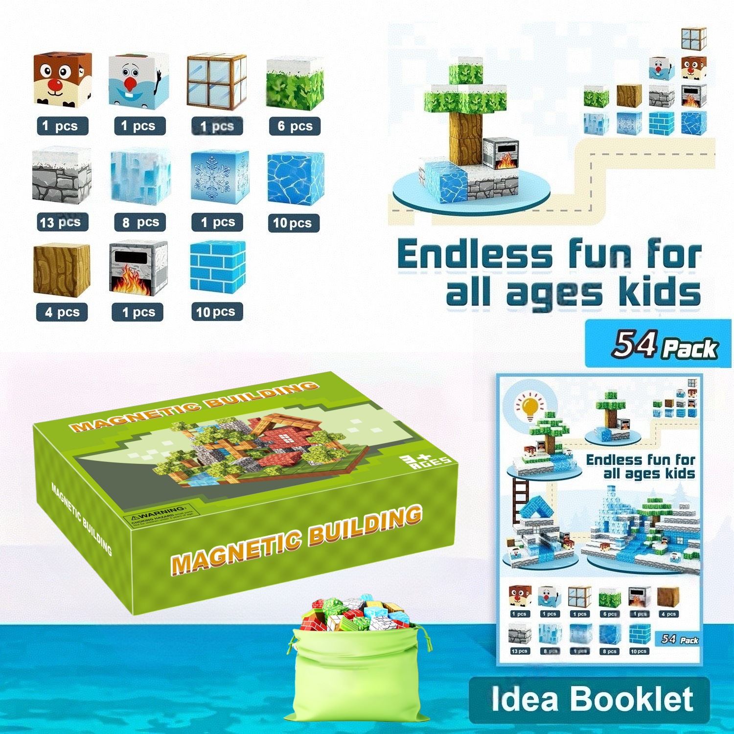 Transfronterizos Amazon My Blocks World Magnetic Block Set Puzzles Magnetic Cuadrados Juguetes Bosque Original