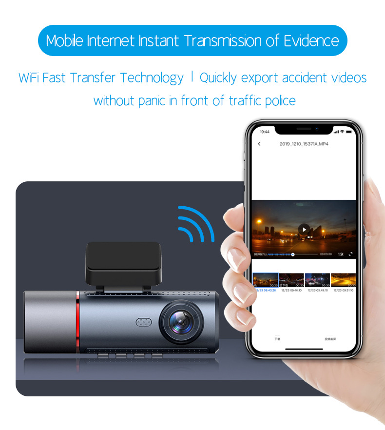 Cross-Border 4K High-Definition Night Vision 3.19inch Dash Cam with Three Lenses Recording Simultaneously from the Front, Inside the Car, and from the Rear, with Wifi