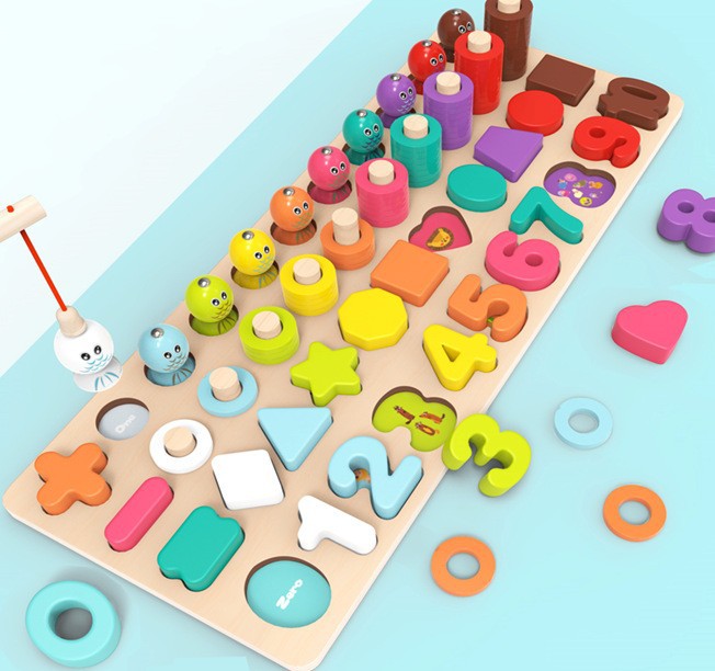 Juguetes de educación temprana para niños Tablero de números y letras siete en uno multifuncional Juego de pesca magnética de rompecabezas para bebés