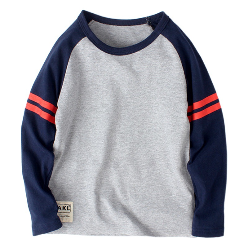 Camiseta de Manga Larga para Niños, Estilo Coreano, Primavera 2026, con Bloques de Color y Estampado, Venta al Por Mayor