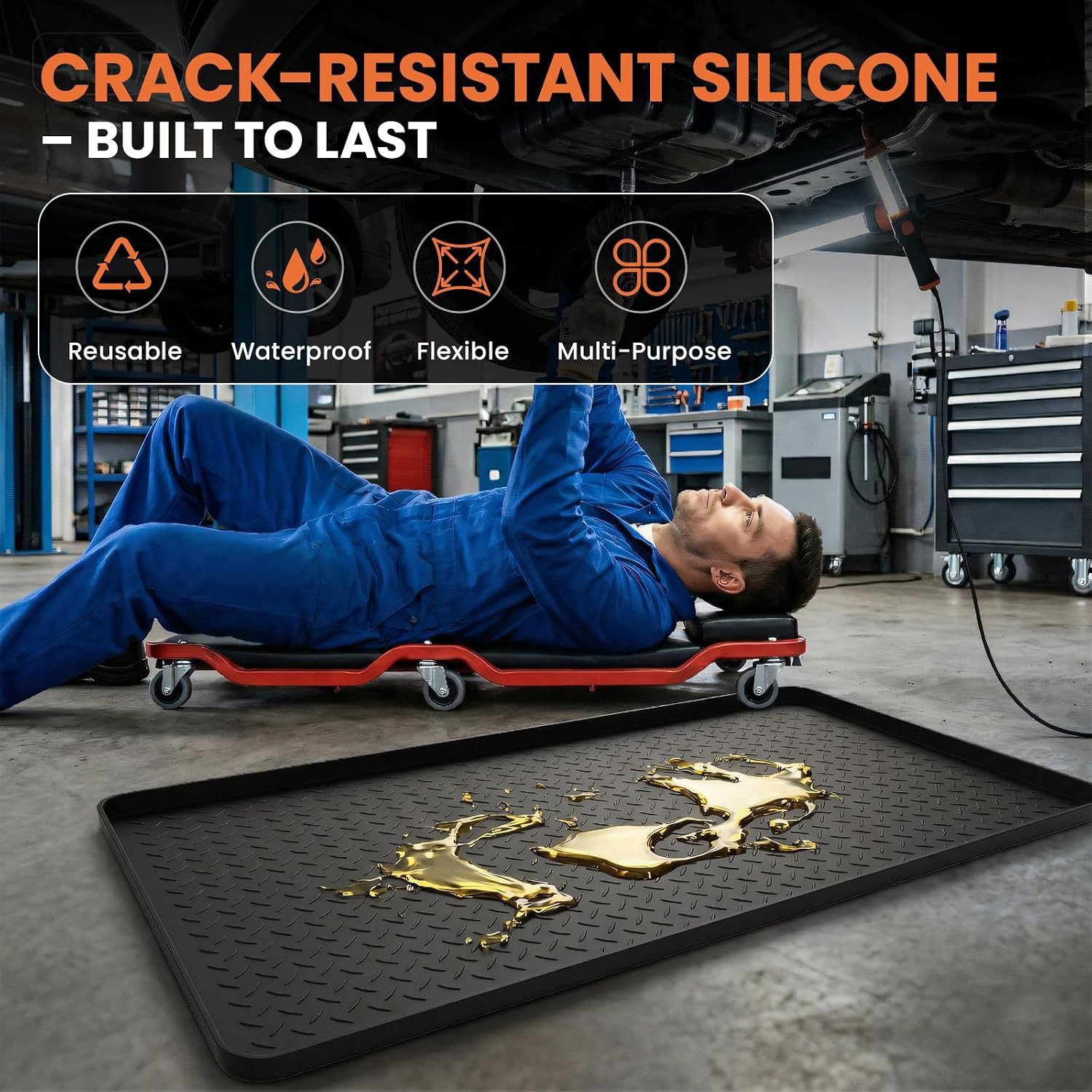 Cross-border silicone car repair and maintenance mat, oil leak-proof mat, garage waterproof and oil-resistant floor protection mat, easy to clean