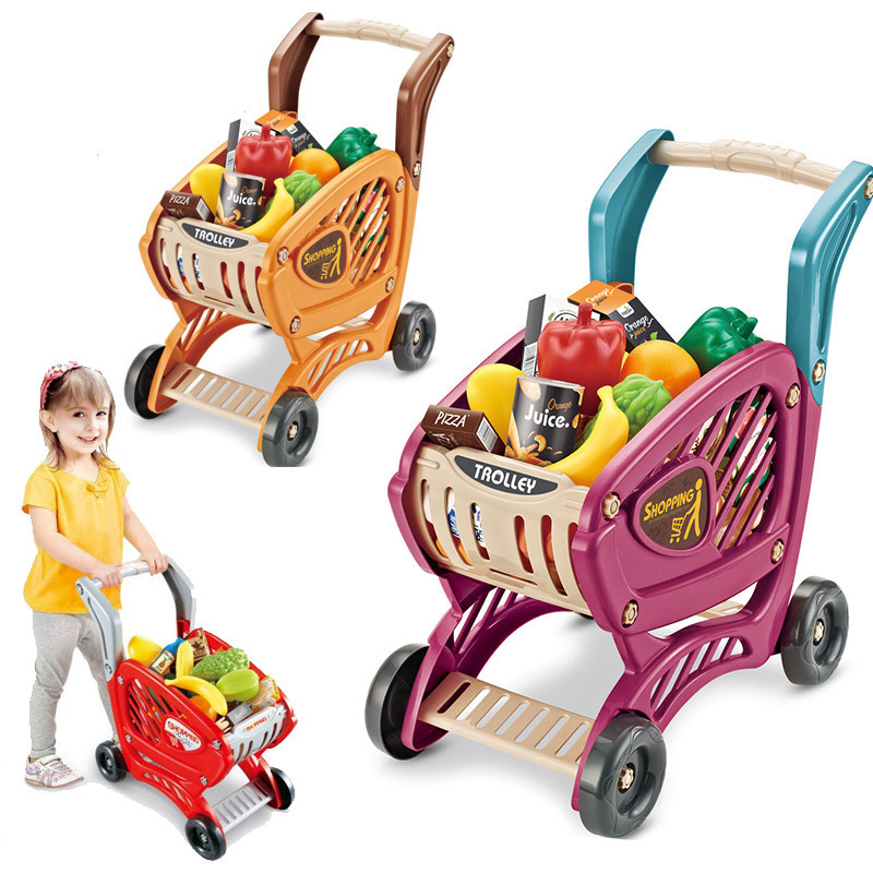 Foreign trade play house children's sound and light simulation supermarket cash register vegetables and fruits shopping cart suit trolley toys Foreign trade play house children's sound and light simulation supermarket cash register vegetables and fruits shopping cart suit trolley toys