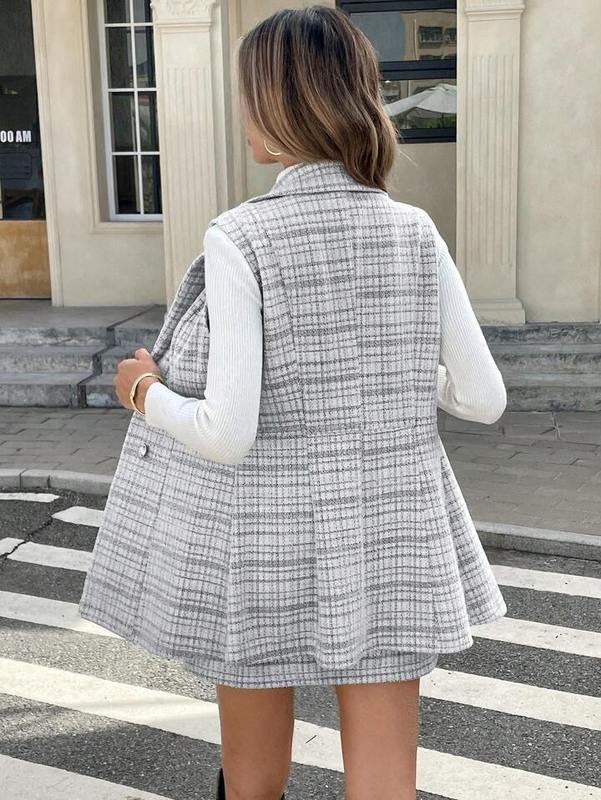 欧美跨境2025亚马逊秋季女新款纹理双排扣西装外套包臀裙休闲套装|undefined
