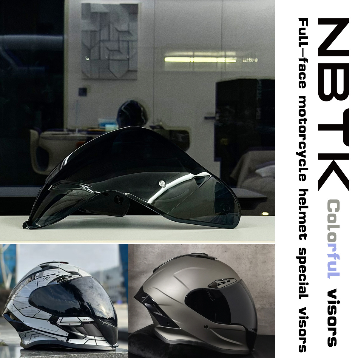 Ghost Face Helmet Lens Helmet Sun Visor Electroplated Aurora Goggles Lens Day and Night Universal Full-Face Helmet Dual Lens Motorcycle
