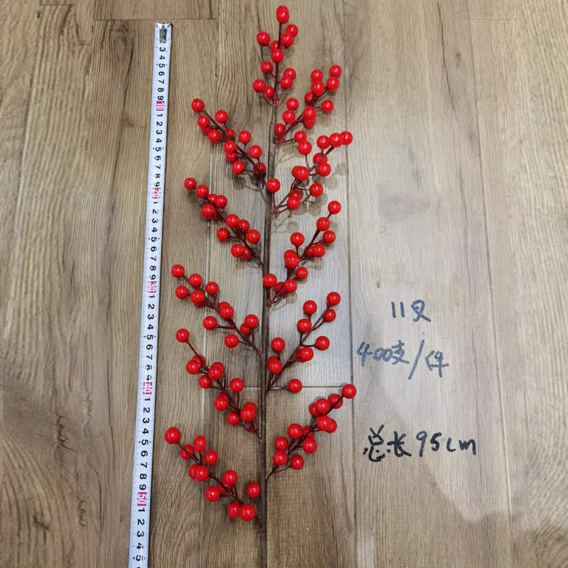 Simulation fortune fruit 6 fork Holly fruit lovesick bean lucky fruit Christmas red fruit wedding decoration spring festival decoration ornaments