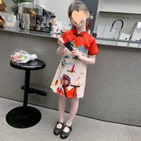 Детское летнее платье Cheongsam для девочек, платье для маленьких девочек, новое женское модное платье в китайском стиле для девочек