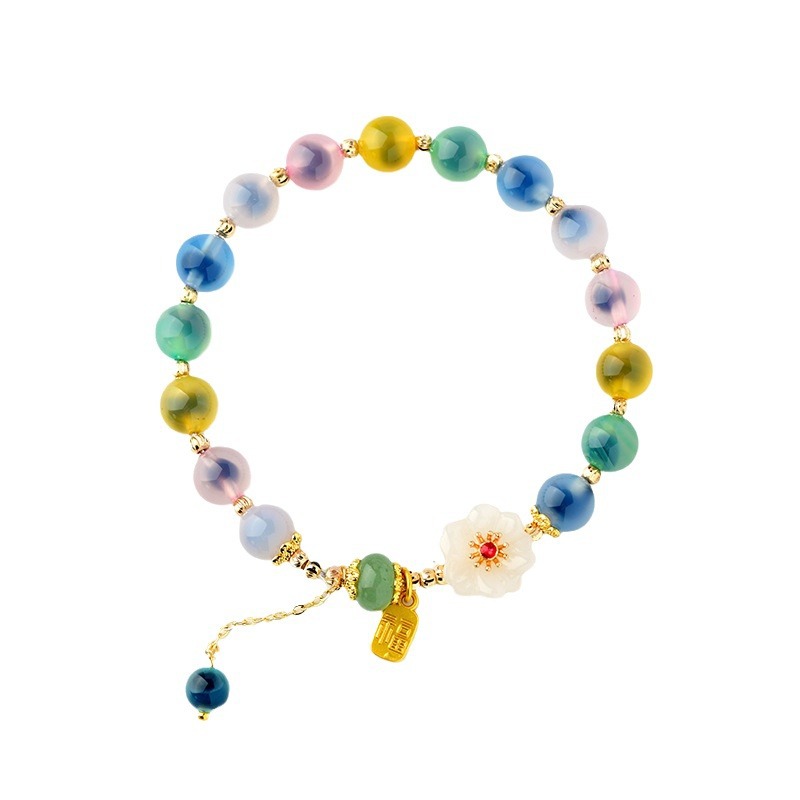Venta al por mayor Duobao azúcar corazón ágata pulsera calcedonia blanca flor original nueva moda fresca joyería de la pulsera de las mujeres