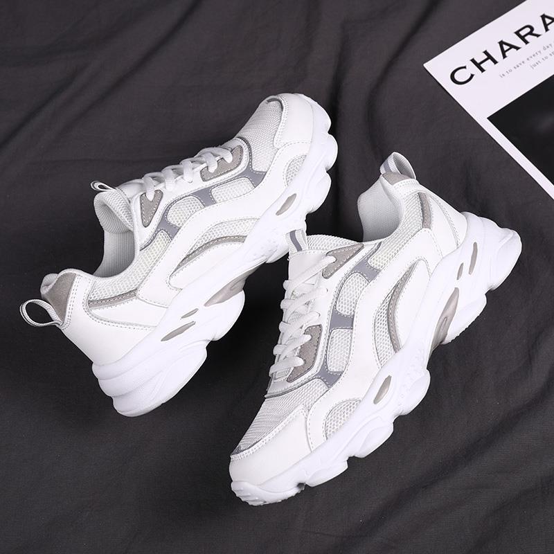 Zapatos de mujer de suela gruesa, zapatos de papá, zapatos de running transpirables de malla, suela suave, interior ligero, zapatos de viaje de ocio de todo fósforo, otoño