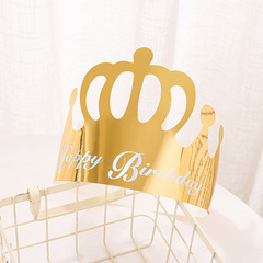 New shiny gold card gilding birthday hat, crown birthday party paper hat, children's adult birthday dress headwear