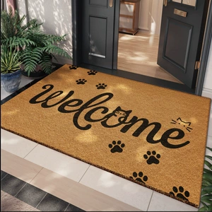 Cross-border American retro imitation coconut palm doormat, dirt-resistant and wear-resistant entryway mat, non-slip and water-absorbent bathroom floor mat