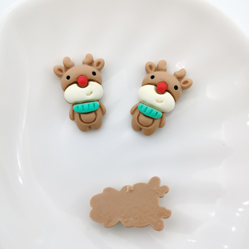 Navidad serie muñeco de nieve dibujos animados resina accesorios diy material horquilla cabeza cuerda agua parche caja del teléfono decoración