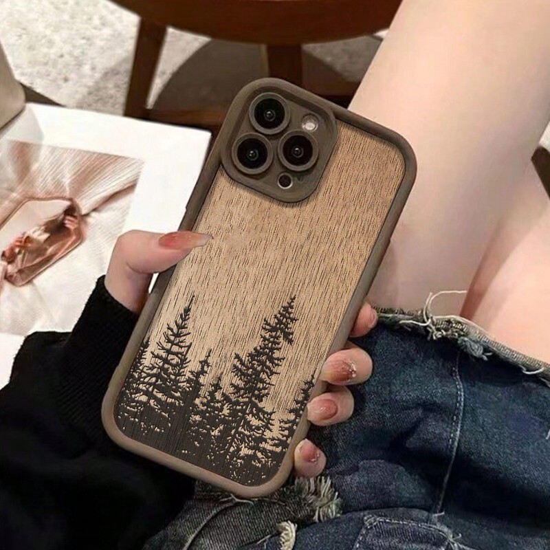 Suitable for Apple 17Pro Mobile Phone Case Iphone16Pro Cross-Border 15/14/13 Ladder 12 Retro Rain Pine Tree