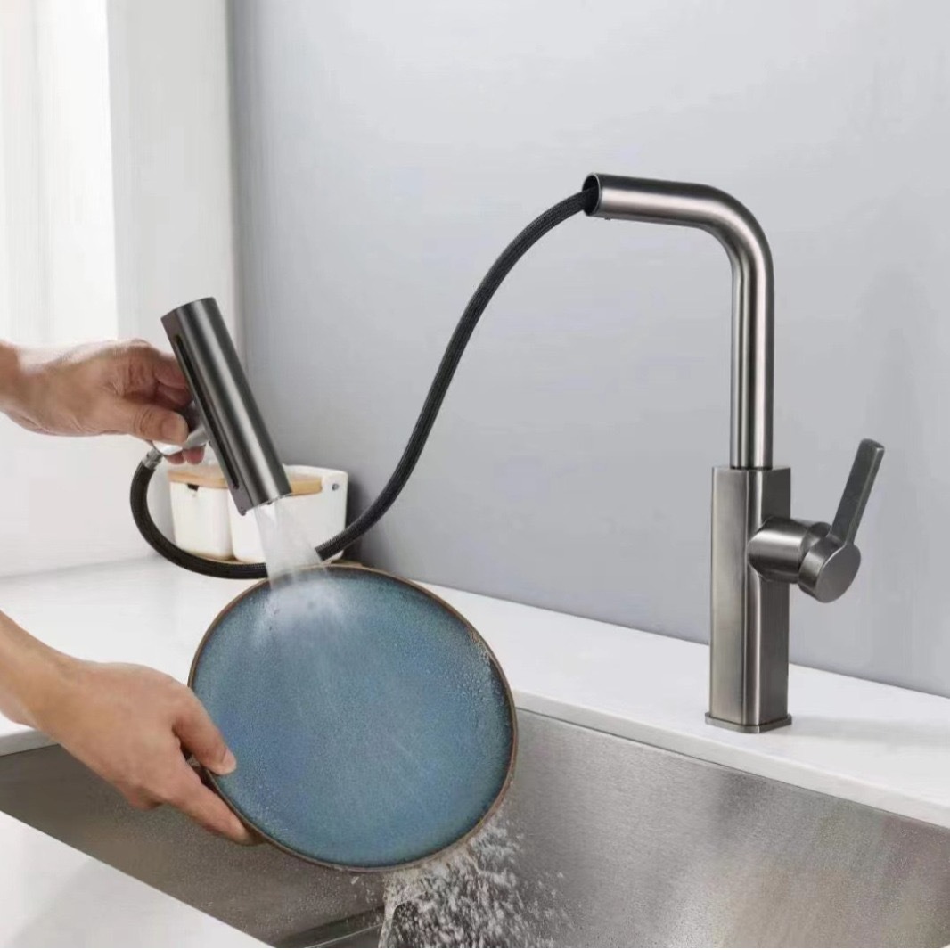 304 acero inoxidable tipo de extracción cocina caliente y fría volando agua de lluvia grifo lavabo lavabo lavabo lavabo telescópico giratorio